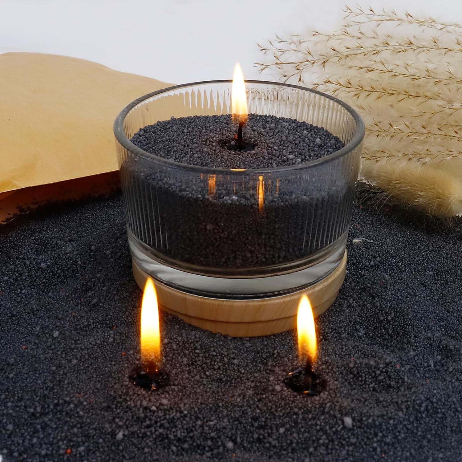 Candle Making Easy - Schwarzer Kerzensand mit Docht, 200g mit